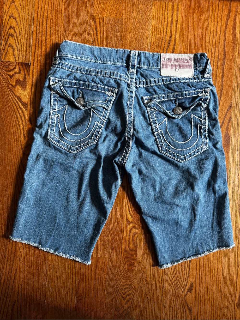 True Religion Ricky Relaxed Straight Denim Shorts Mens 32 Blue Super T Early 2k